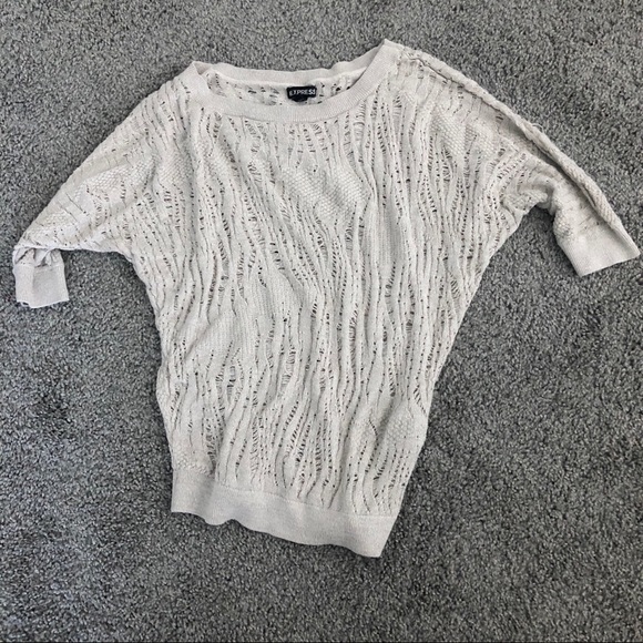 LIGHT GREIGE Express Open Weave Sweater XS - Picture 2 of 3